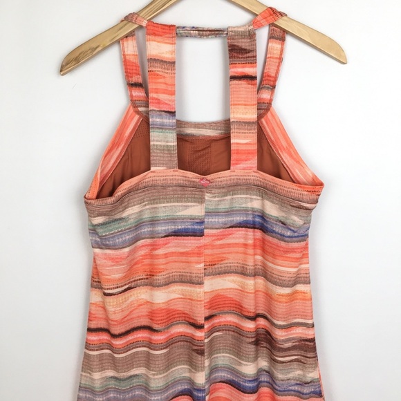 PrAna Cantine Halter Dress Orange Blue Strip Women’s Size M Active Mini Dress - Picture 10 of 15